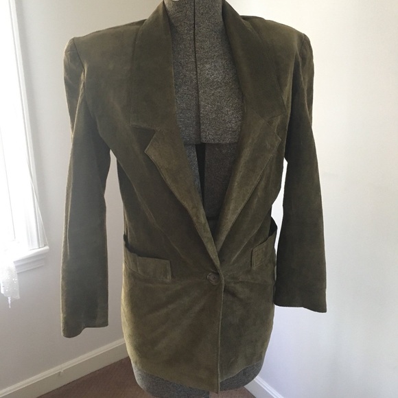 Bloomingdale's Jackets & Blazers - Vintage 90's Olive Leather/Suede Blazer/Jacket